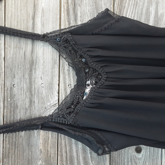 Oscar de la Renta pink label black slip nightgown size extra large - Picture 2 of 9